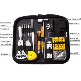 158PCS Watch Repair Tool Kit Watch Link Pin Remover Shell Opener Remover Watch Battery Replacement Strap Set