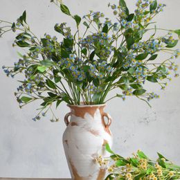 Decorative Flowers 31.5" Blue Yellow Faux Feverfew Daisy Artificial Plant Fake Chamomile Wedding Home Kitchen Decor DIY