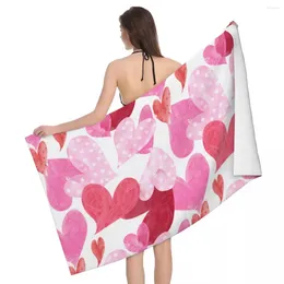 Towel Watercolour Love Beach Towels Pool Large Sand Free Microfiber Quick Dry Lightweight Bath Swim