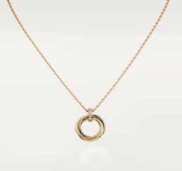 Classic Design Cubic Zirconia Triple Trinity Necklace Pendant Women Girls 316L Titanium Steel Wedding Designer Jewellery Collares Co9770782