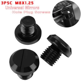 3pcs M8*1.25 Universal CNC Rearview Mirrors Hole Plug Screws Caps Cover Bolts For Kawasaki Z400 Z650 Z750 Z800 Z900 Z1000/SX
