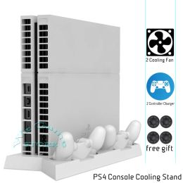 Stands PS4 Console Ultrathin Charging Heat Sink Cooling Fan PS 4 Holder Cooler Stand for Sony Playstation 4 Dual Controllers Charger