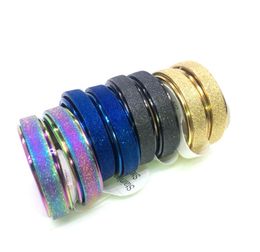 Whole 50pcsLot Mens Womens Band Stainless Steel Rings Fashion Jewellery Spinner Width 6mm Mix 4 Colors9717175