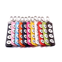 Key Rings Square Leather Keychain Jewelry 18Mm Snap Buttons Ring Chain Fit Snaps Keyring Drop Delivery Ot3Oe