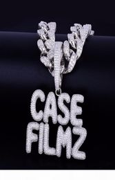 With 20MM Cuban Chain Custom Name Small Bubble Letters Chain Pendant Necklace for Men Zircon Hip Hop Jewelry3273930