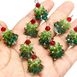 Decorative Figurines Mini Christmas Tree Coloured Glass Bead Pendant Hand-woven Contrasting Colour DIY Ornaments Accessories Decoration