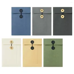 Gift Wrap 6Pcs Paper File Pouches String Button Design Document Folders Thick Pockets Office Supply