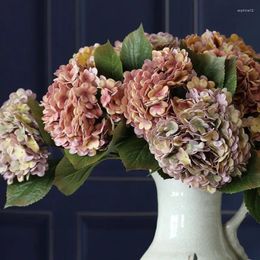 Decorative Flowers 2PCS Simulation Flower 3D Printing Retro Feel Hydrangea Fake Home Decoration Oil Painting Color