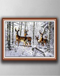 Antelopes in the snow Handmade Cross Stitch Craft Tools Embroidery Needlework sets counted print on canvas DMC 14CT 11CT7196465