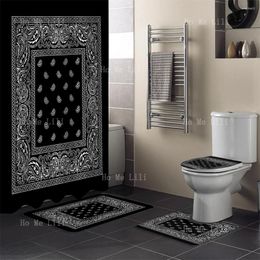 Shower Curtains Handkerchief Pattern Bathroom Curtain And Carpet Set Toilet Seat Cover Bath Rug Waterproof