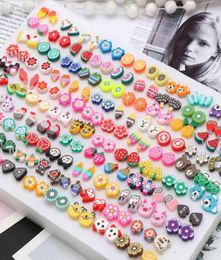 Stud 100 Pairs Assorted Styles Polymer Clay Hypoallergenic Earrings Lot For Kids9790217