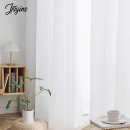 French Window Voile Sheer Curtains for Living Room Bedroom Tulle Curtain for Balcony White Rideaux Voilage Decor Drape Treatment