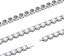 Chains Vinregem Hip Hop Rock 925 Sterling Silver 6MM Created Moissanite Gemstone Tennis Chain Necklace Bracelets Fine Jewellery Whol5148919