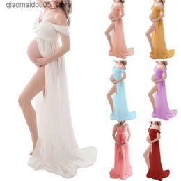 Maternity Dresses Couples Pregnant Women Photography Dress Props Maxi Flower Style Spring and Autumn Q240413