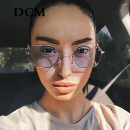 Sunglasses DCM Fashion Women Metal Frame Polygon Men Ladies Vintage Driving Green Pink Clear Lens Sun Glasses UV400