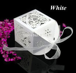 Whole New 200PcsSet Love Heart Wedding Party Favour Table Sweets Candy Boxes With Ribbon 7 Colors3297925