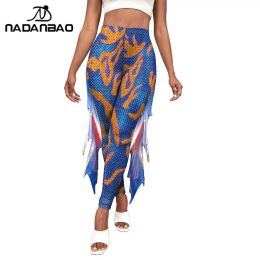 Pants NADANBAO Mermaid Leggings XXLXXXL Halloween Cosplay Pants Lady Blue Fish Scale Print Tights Elastic Streetwear Fitness Workout