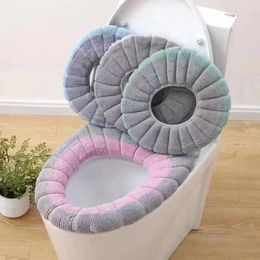 Toilet Seat Covers 1Pc Winter Warm Cover Bathroom Pad Cushion With Handle Thicker Soft Washable Closestool Warmer Accessories