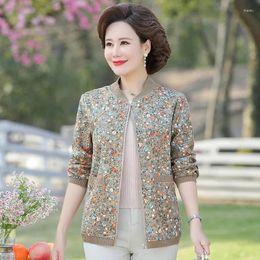 Women's Jackets Mother Clothing Spring Women Jacket Large Size Loose Print Tops Autumn Middle-aged Female Casual Short Coats 5XL W2688