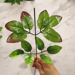 Decorative Flowers 20pcs Artificial Leaves Torus For Wedding Decoration Garland Rose Foliage Simulation Floristry Craft