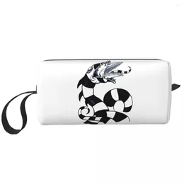 Cosmetic Bags Beetlejuice Sandworm Bag Women Fashion Large Capacity Tim Burton Horror Movie Makeup Case Beauty Storage Toiletry