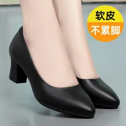 Dress Shoes Women Elegant Sweet Black Pu Leather Round Toe Office Square Heel Lady Fashion Comfy Autumn Boots