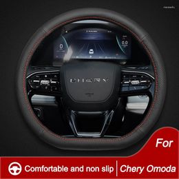 Steering Wheel Covers High Leather Braid On Car Cover Wrap For Chery Omoda 37-38CM D Type Steering-Wheel Protector