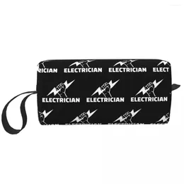 Storage Bags Custom Electrician Travel Cosmetic Bag Women Engineer Electrical Power Makeup Toiletry Organizer Lady Beauty Dopp Kit