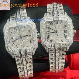 10A New Arrivel Moissanite Diamonds Watch Mens MISSFOX Square Full Iced Out Watches Dial Heighten Diamond Bracelet Automatic Watch Pass Test