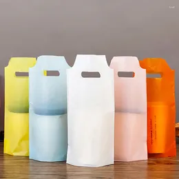 Storage Bags Colorful Milk Tea Packaging Disposable Single Cup Thicken Plastic Handed Beverage Shop Juice Drinks Beer Takeaway Pocket