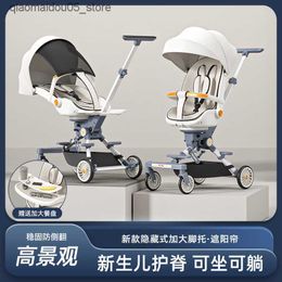 Strollers# Baby stroller for strolling babies a sitting foldable two-way lightweight four-wheel baby stroller Q240413