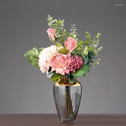 Decorative Flowers 1 Pcs Handmade Creative European Style Artificial Flower Bouquet Vase Arrangement Decoration Home Accessories Women Men