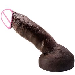 9 Inch Realistic Silicone Big Dildo with Strong Suction Cup Hand-Free Play Vagina G-spot Anal Brown sexy Toy for Women Lesbian