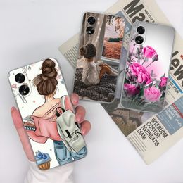 For Oppo A38 4G Case Phone Case Cute Flower Clear Silicone Protective Soft Shell Back Cover Fundas For OppoA38 A 38 Bumper Capa