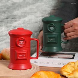 Mugs 500ml Creative Vintage Postbox Ceramic Strange Cups For Birthday Gifts Cup With Lids Spoon Personality Funny Water