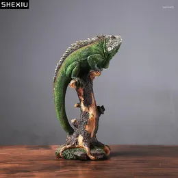 Decorative Figurines Creative Simulation Jungle Lizard Statue Desk Ornaments Resin Animal Sculpture Living Room Decoration Crafts Modern