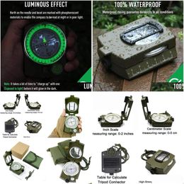 Outdoor Gadgets Compass Professional Military High Precision Waterproof Luminous Mtifunction Compas Navigator Cam Survival Edc Drop De Dhpvs