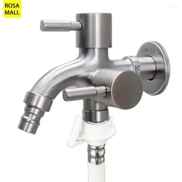 Bathroom Sink Faucets 304 Stainless Steel Double Using Washing Machine Faucet Wall Corner Garden Outdoor Tap Mop Balcony G1 2'