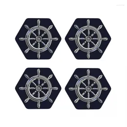 Table Mats Chrome Style Nautical Wheel Baking Mat For Dining Kitchen Accessories Napkins Coffee Pad