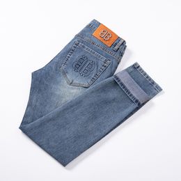 Men's Jeans spring summer THIN Men Slim Fit European American BBicon High-end Brand Small Straight Pants Q9579-00