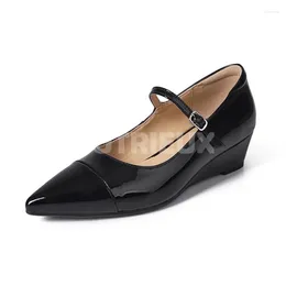 Dress Shoes Lady Heeled Spring Autumn 2024 Style Pointed Toe Full Grain Leather Material Pumps Concise Comfortable Women Loafers