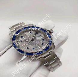 Men Watches Factory Blue Green Diamond Bezel Classic 40 mm 2813 Automatic Movement Diamond Strap Christmas Gift Wristwatches 9982587