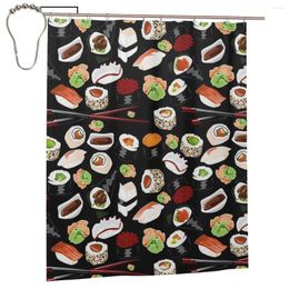 Shower Curtains Yummy Sushi Pattern Curtain For Bathroon Personalised Funny Bath Set With Iron Hooks Home Decor Gift 60x72in