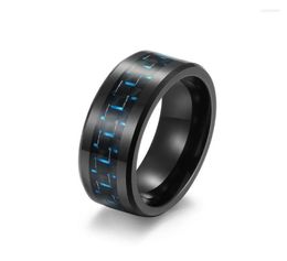 Wedding Rings Whole Black Tungsten Steel Inlaid Carbon Fiber Blue Green Red Men39s Ring 8MMWedding Toby227354223