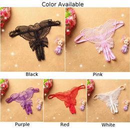 Sexy Lingerie Women Lace Butterfly Thongs G String Lady Crotch Panties Open Crotchles Underpants Ladies Fun G-strings Briefs A5
