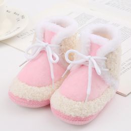 Baby Boots Newborn Winter Infant Girls Boys Plush Snow Boots Flat Shoes Non-Slip Soft Sole First Walker Warm Crib Shoes