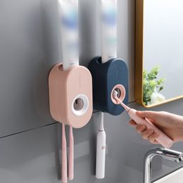 Automatic Toothbrush Holder Toothpaste Dispenser Wall-Mounted Toothpaste Squeezer Bathroom Accessories Sets WC Storage Organiser