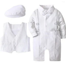 Clothing Sets Baby Boy Baptism Suit Christening Outfit Easter Church Set Infant White Clothes Born Birthday Party Gift Formal Romper 3PCS