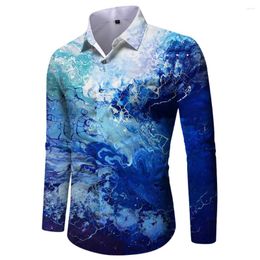 Men's Casual Shirts Summer Fashion Oil Paint Floral For Men 3d Printed Lapel Long Sleeved Y2k Vintage Slim Women Clothes Tops