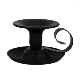 Candle Holders Matte Black Iron Candlestick Holder European Style Stick Vintage Retro Classic Look For